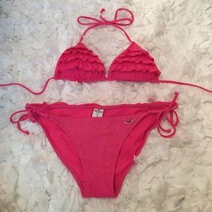 Hollister Pink Ruffle Triangle Bikini