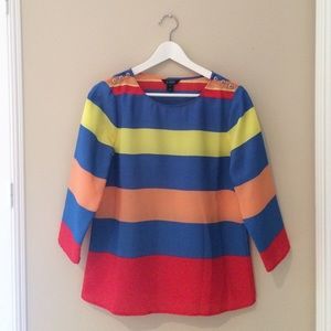 J. Crew Striped 3/4 Sleeve Top