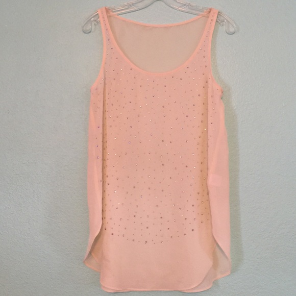 Iridescent Rhinestone Ivory Sheer top Medium