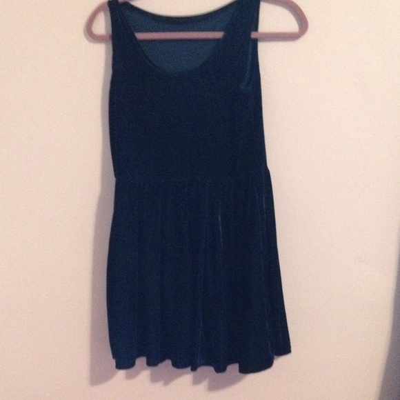 Navy blue velvet skater dress elastic baby doll