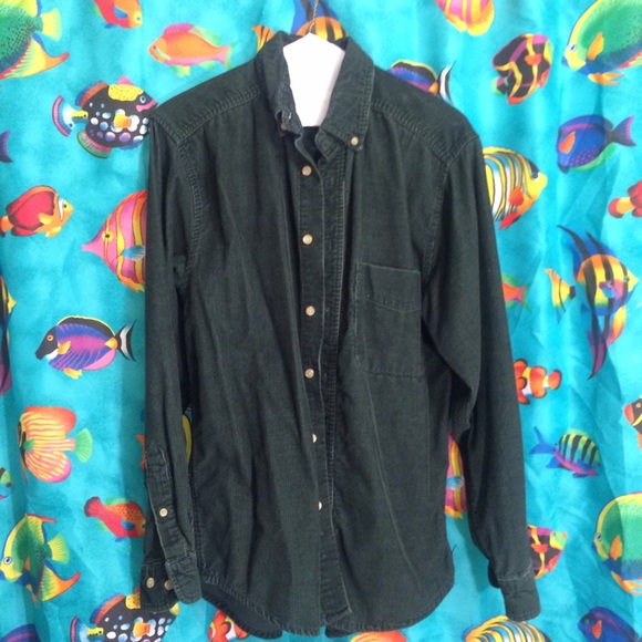 green corduroy button up