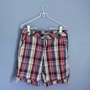 Red/Blue Plaid Boyfriend Shorts