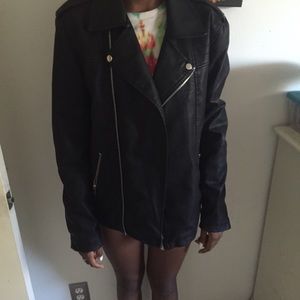 Black men's Moto leather jacket