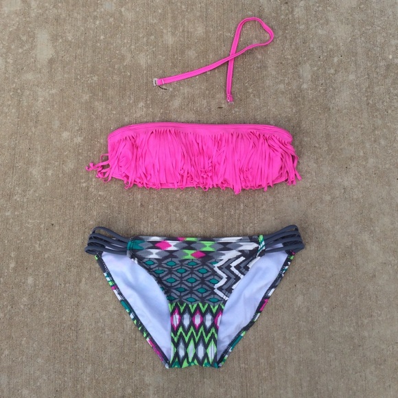 Malibu Other - Fringe bikini w/ aztec print bottoms