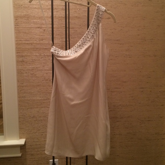 One shoulder champagne dress