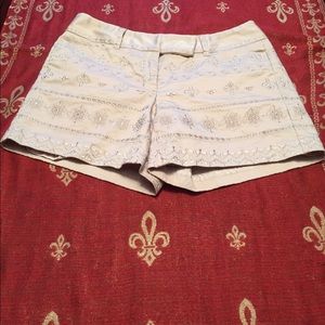 Pretty tan shorts with gold embroidered detail