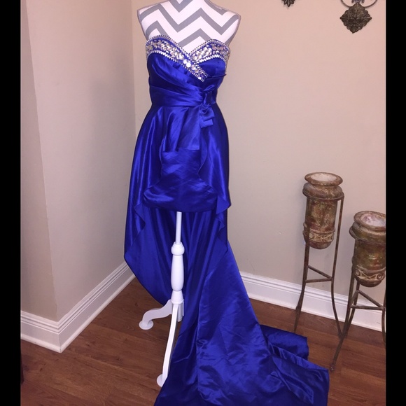 Royal Blue Strapless Dress - Picture 3 of 4