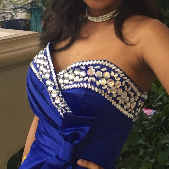 Royal Blue Strapless Dress - Picture 4 of 4