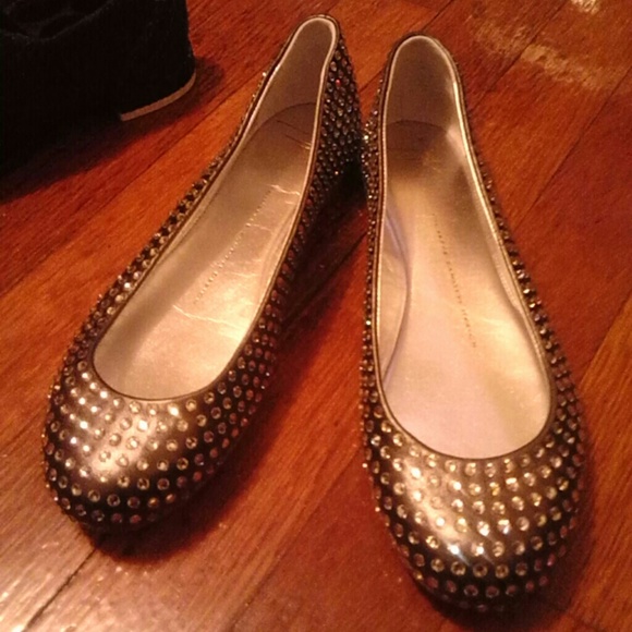 Grey Giuseppe Zanotti designer flats,with silver r