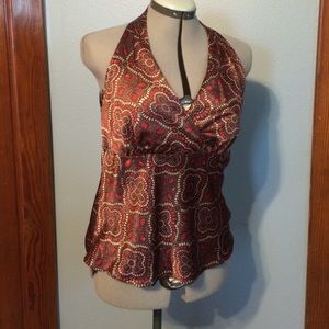 Patterned silky halter