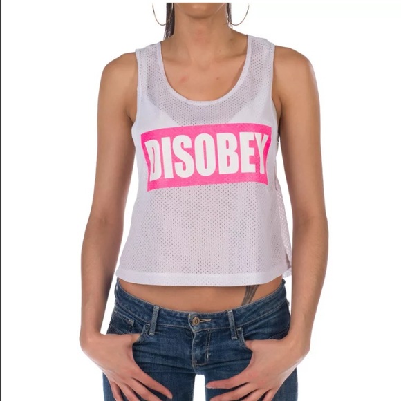 Popular Sports Tops - Disobey Women's White See Through Tank Top Sz M