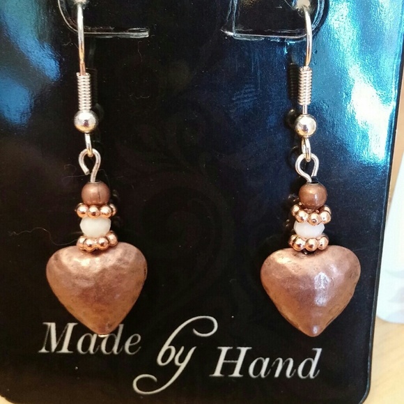Swarovsky & Copper heart earrings - Picture 1 of 3