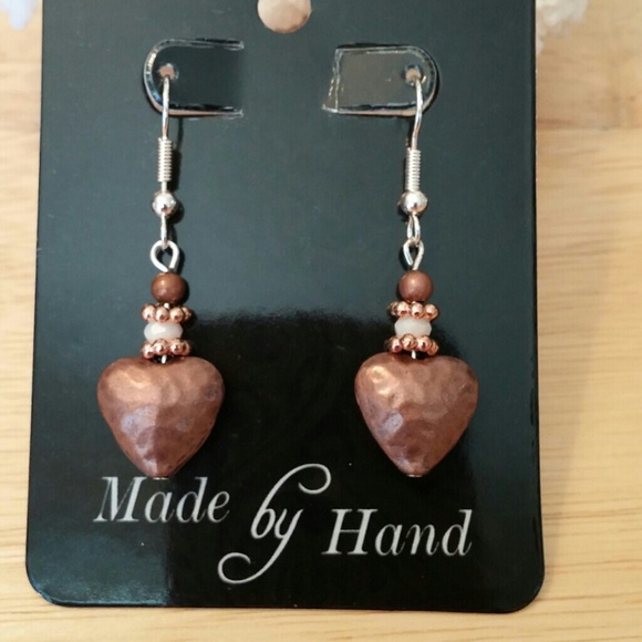Swarovsky & Copper heart earrings - Picture 3 of 3