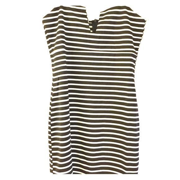 Black and white stripes short dress fitted