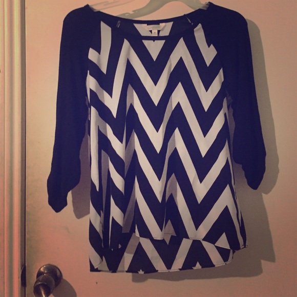 Black and white chevron blouse