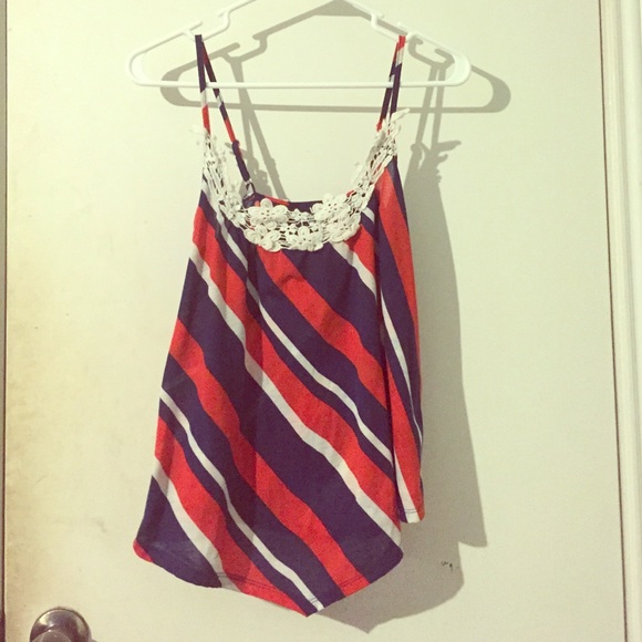 Red white and blue blouse