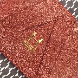 Large clutch burgundy leather