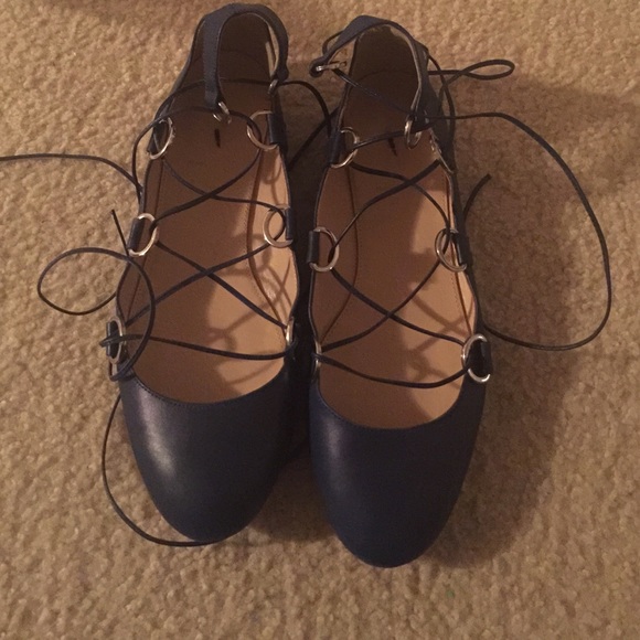 J. Crew gladiator ballet flats sz 10 and worn ONCE