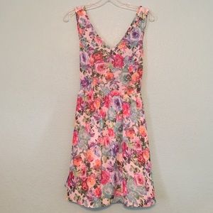Lace Criss Cross Back Floral Dress Medium NEW