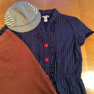 Forever 21 Blue & White Button-up Blouse