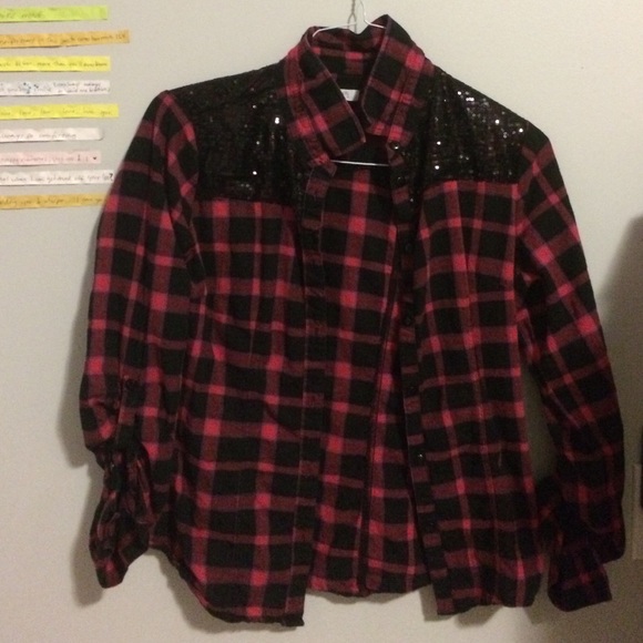 Delia's Pink & Black Plaid w/ sparkle