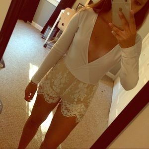 White, lace romper size small