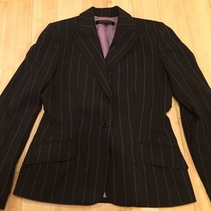 2 piece charcoal suit Ann Klein mauve pinstripe