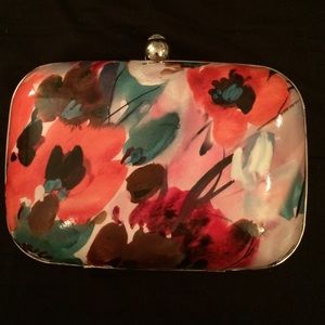 Patent Floral Minaudiere Shocking Pink Bag