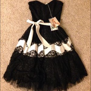 NWT Black and White Lace Betsey Johnson Dress