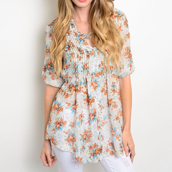 Tops - || BABY BLUE & FLORAL PRINT ||