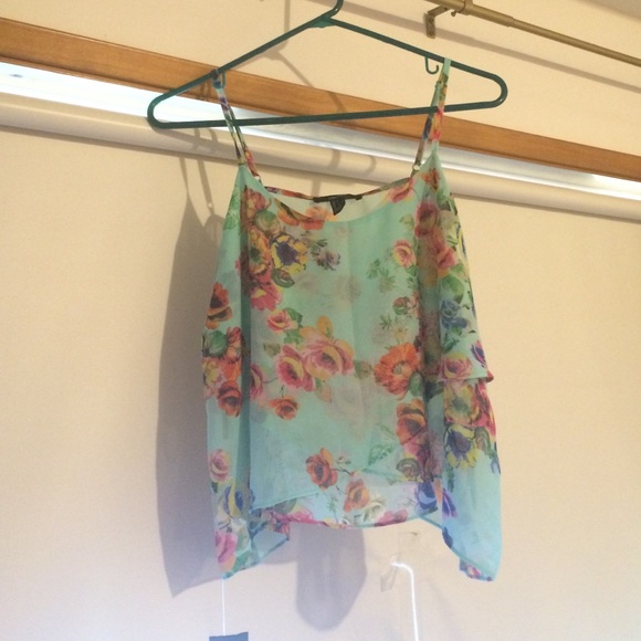 Floral criss cross tank top