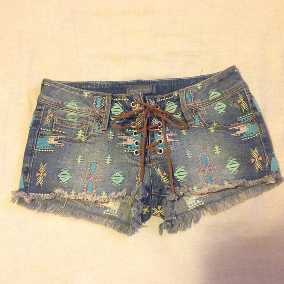 Pacsun tribal print jean shorts
