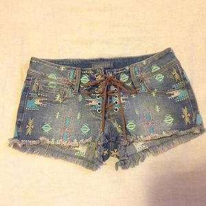 Pacsun tribal print jean shorts