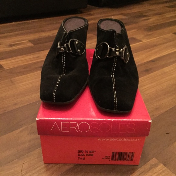 Zero To Sixty Black Suede Slip On Heels
