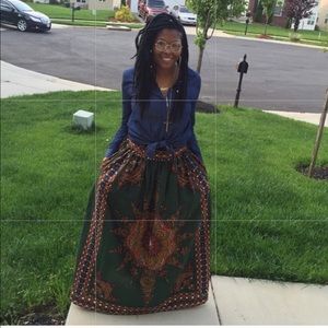 Wax cotton maxi skirt