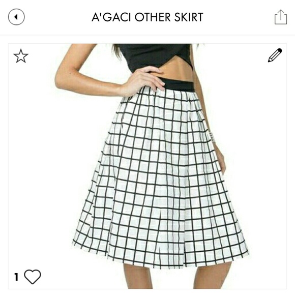 Agaci White Checkered Midi Skirt
