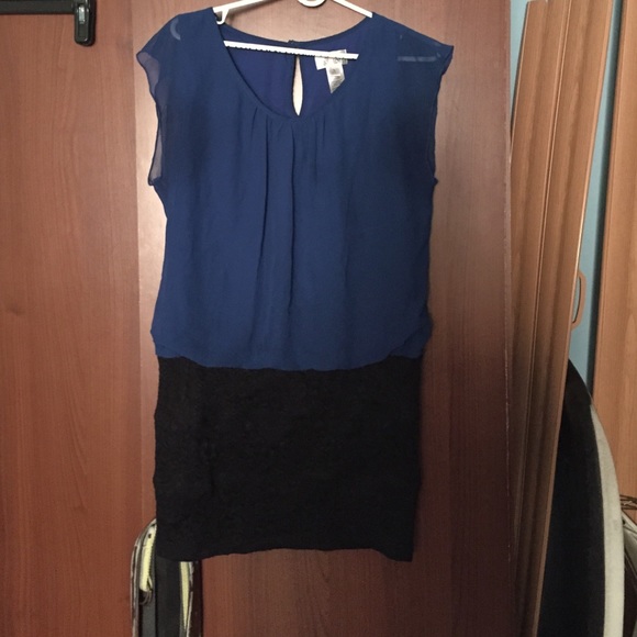 Blue dress with black skirt