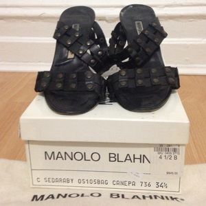 Authentic Manolo Blahnik black sandals