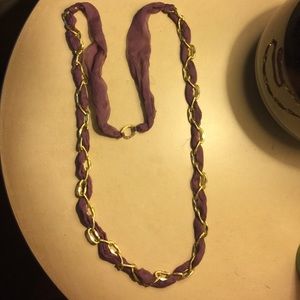 Purple and gold detail long necklace