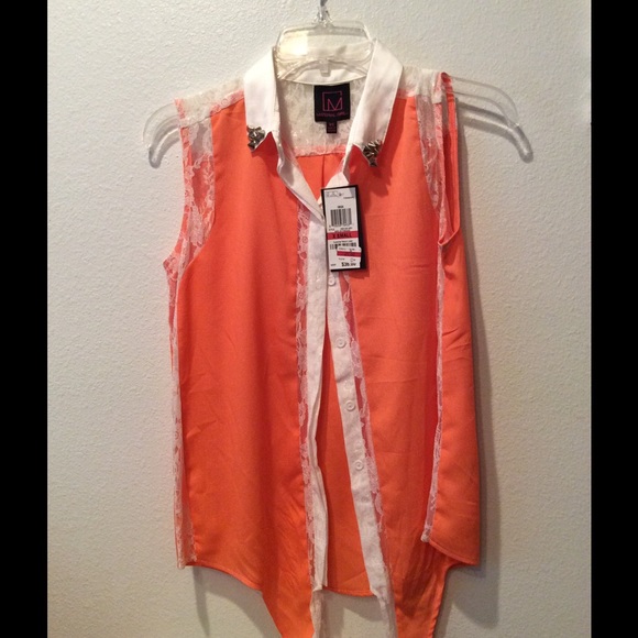 Tie-Front Orange Tank Top