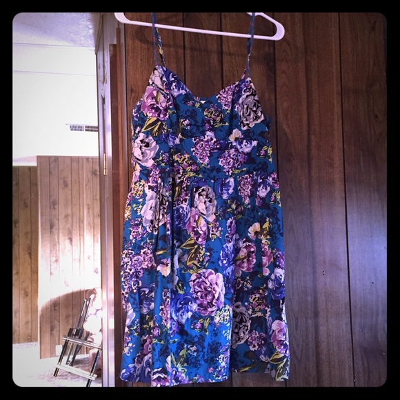 Blue and purple floral dress