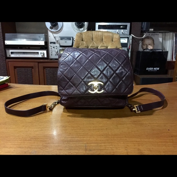 SOLD - CHANEL Purple Wine Lambskin Backpack Bag