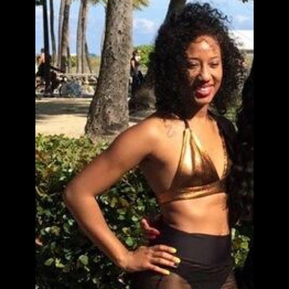 Metallic triangle swim top