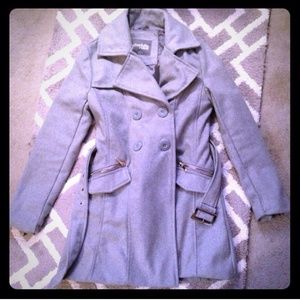 Gray and gold peacoat