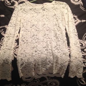Lace White Long Sleeve Top