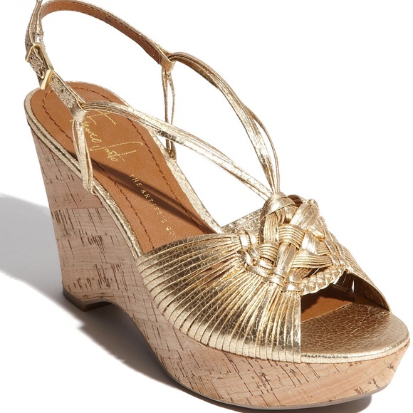 Franco Sarto gold wedges