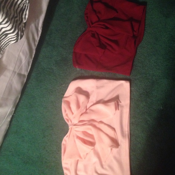 Charlotte Russe Bow crop tops in peach and maroon