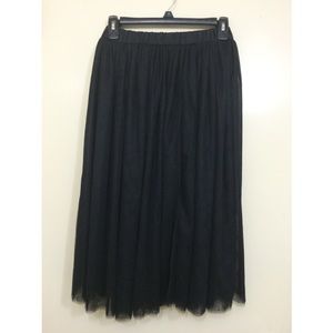 Black tulle midi skirt