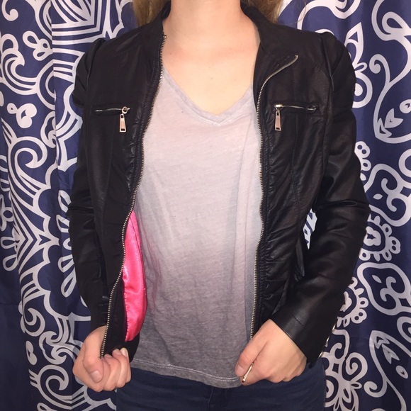 kohls black leather jacket