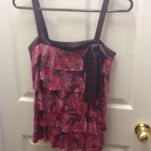 🎀Burgundy patterned bow tank🎀